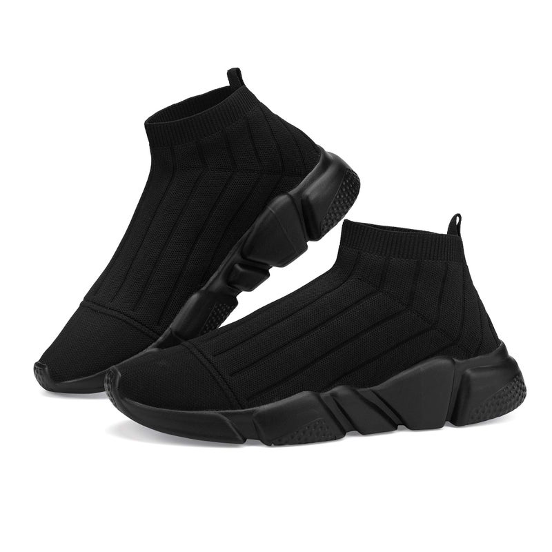 Casbeam Men's Running Knit Comfortable Lightweight Breathable Casual Sports Shoes Fashion Sneakers Slip-On Walking Shoes All Black Size 8 - Image 4